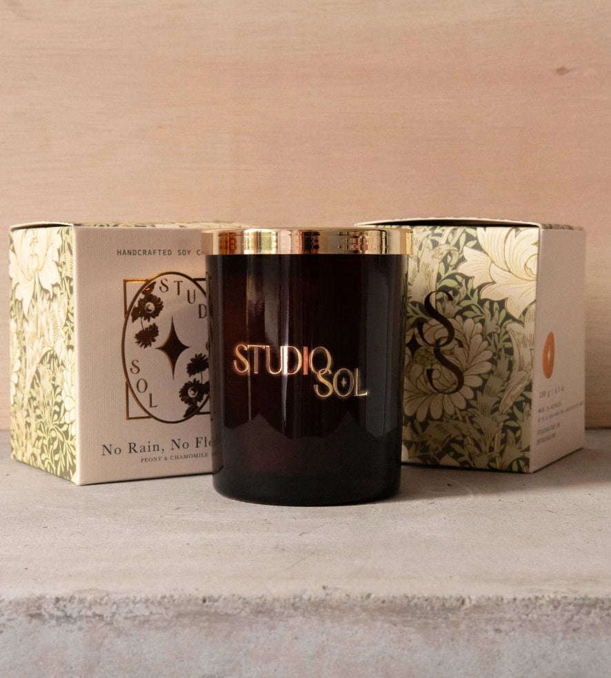 Studio Sol - No Rain, No Flowers Candle | Peony + Chamomile